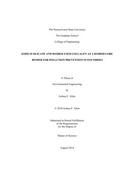 Sodium Silicate and Hydrolyzed Collagen As a Hybrid Core Binder for Pollution Prevention in Foundries