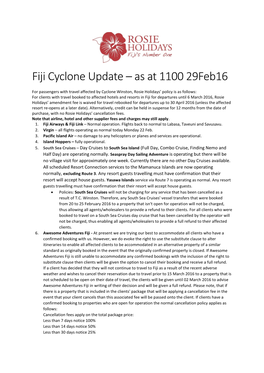 Fiji Cyclone Update – As at 1100 29Feb16