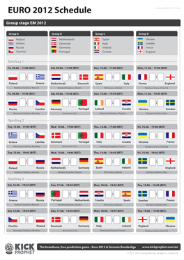 EURO 2012 Schedule Version: 04.04.2012 - V1.4En