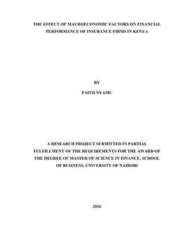 The Effect of Macroeconomic Factors on Financial Performance of Insurance Firms in Kenya