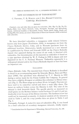 NEW OCCURRENCES of TODOROKITE* C. Fnonlnr