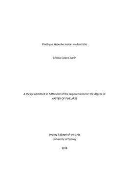 Finding a Mapuche Inside, in Australia Cecilia Castro Marín a Thesis