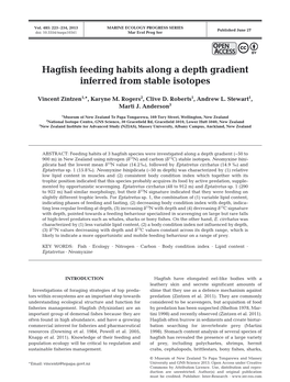 Hagfish Feeding Habits Along a Depth Gradient Inferred from Stable Isotopes