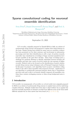 Sparse Convolutional Coding for Neuronal Ensemble Identification Arxiv:1606.07029V1 [Q-Bio.NC] 22 Jun 2016
