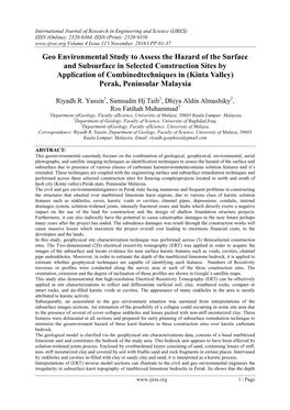 Geo Environmental Study to Assess the Hazard of the Surface and Subsurface in Selected Construction Sites by Application of Comb