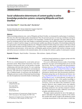Social-Collaborative Determinants of Content Quality in Online Knowledge Production Systems: Comparing Wikipedia and Stack Overf