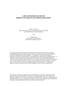 A Practitioner's Guide to Robust Covariance Matrix