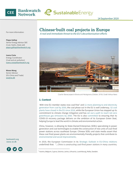 Chinese-Built Coal Projects in Europe for More Information: a Real and Immediate Threat to the EU’S Decarbonisation Efforts