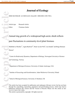 Annual Ring Growth of a Widespread High‐Arctic Shrub Reflects Past