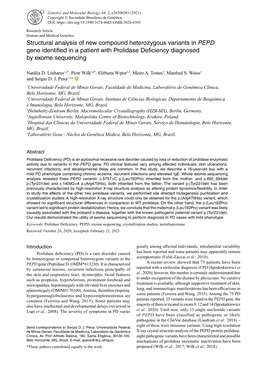 Genetics and Molecular Biology, 44, 2, E20200393 (2021) Copyright © Sociedade Brasileira De Genética