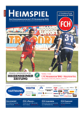 1. FC Heidenheim 1846 Eine Sonderveröffentlichung Der Heidenheimer Tageszeitungen | N° 17 | 13/14 Foto: Klaus Walz Foto