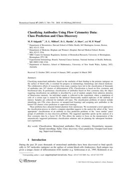 Classifying Antibodies Using Flow Cytometry Data: Class Prediction and Class Discovery