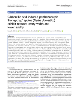 Gibberellic Acid Induced Parthenocarpic 'Honeycrisp' Apples