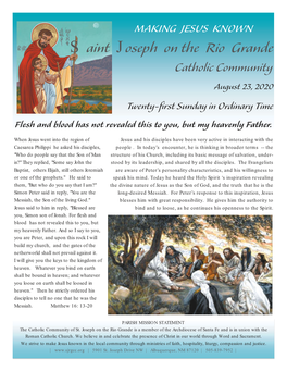 Saint Joseph on the Rio Grande Catholic Community August 23, 2020