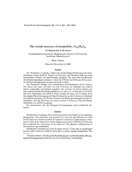 The Crystal Structure of Tetrahedrite, Cu12sb4s13 by BERNHARDT J