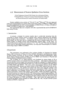 3.22 Measurement of Neutron Spallation Cross Sections