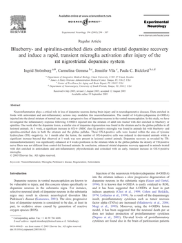 Blueberry- and Spirulina-Enriched Diets Enhance Striatal