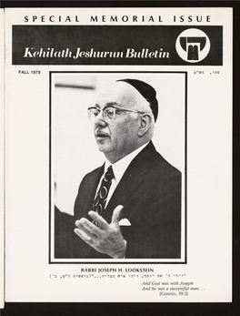 Kehilath Jeshurun Bulletin © FALL 1979 O"Wn ,I