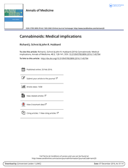 Cannabinoids: Medical Implications