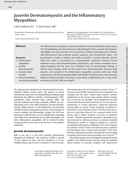 Juvenile Dermatomyositis and the Inflammatory Myopathies