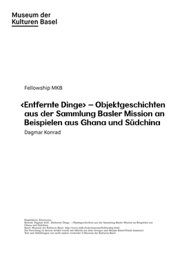 Objektgeschichten Aus Der Sammlung Basler Mission an Beispielen Aus Ghana Und Südchina Dagmar Konrad