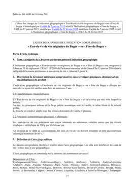 Cahier Des Charges De L'indication Géographique Eau-De-Vie De Vin