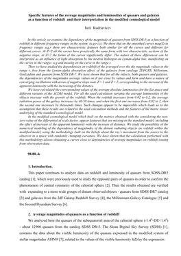 Dependencies of the Apparent Luminosity of Quasars on Their Redshift