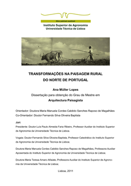 Transformações Na Paisagem Rural Do Norte De Portugal