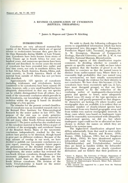 A Revised Classification of Cynodonts (Reptilia; Therapsida)