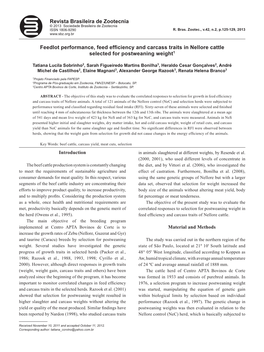 Feedlot Performance, Feed Efficiency and Carcass Traits in Nellore Cattle