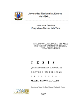 Estudio Vulcanológico Del Área Del Volcán San Martín Tuxtla, Veracruz, México