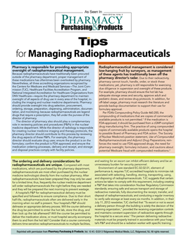 Tips for Managing Radiopharmaceuticals