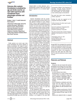 Outcome After Systemic Thrombolysis Is Predicted by Age and Stroke