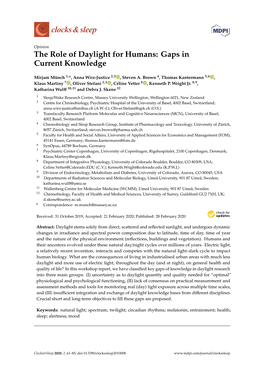 The Role of Daylight for Humans: Gaps in Current Knowledge