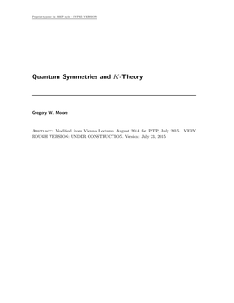 Quantum Symmetries and K-Theory