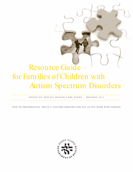 Resource Guide for Families of Children with Autism Spectrum Disorders
