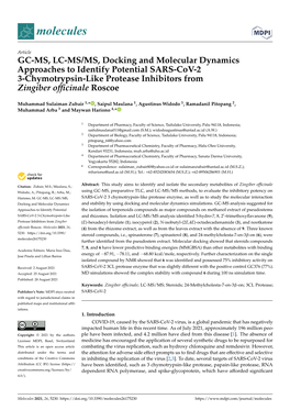 GC-MS, LC-MS/MS, Docking and Molecular Dynamics Approaches to Identify Potential SARS-Cov-2 3-Chymotrypsin-Like Protease Inhibitors from Zingiber Ofﬁcinale Roscoe