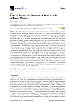 Rainfall Trends and Extremes in Saudi Arabia in Recent Decades