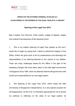 Opening of the Legal Year 2015, 5 January