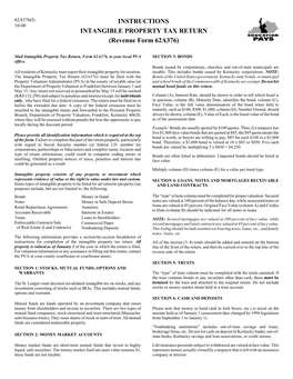 INSTRUCTIONS INTANGIBLE PROPERTY TAX RETURN (Revenue Form 62A376)