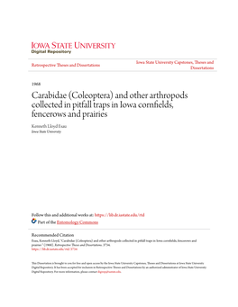 Carabidae (Coleoptera) and Other Arthropods Collected in Pitfall Traps in Iowa Cornfields, Fencerows and Prairies Kenneth Lloyd Esau Iowa State University