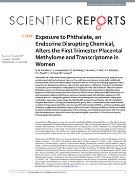 Exposure to Phthalate, an Endocrine Disrupting Chemical, Alters the First