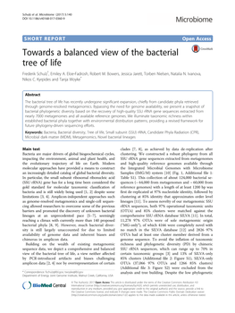 Towards a Balanced View of the Bacterial Tree of Life Frederik Schulz*, Emiley A