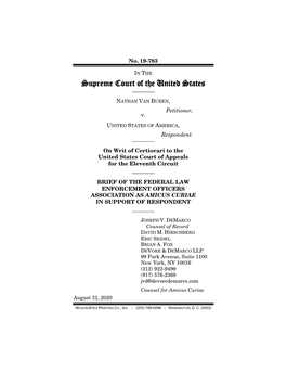 Federal Law Enforcement Officers Association As Amicus Curiae in Support of Respondent ————