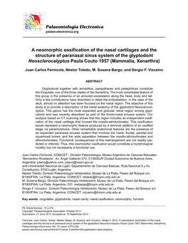 A Neomorphic Ossification of the Nasal Cartilages and the Structure Of