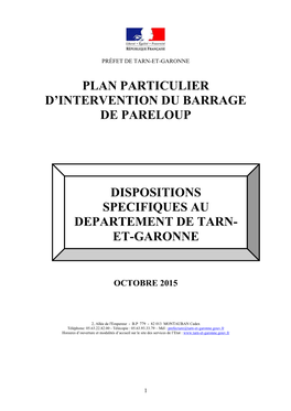 Plan Particulier D'intervention Du Barrage De Pareloup S'étend Sur Tout Ou Partie Du Territoire Des Communes Suivantes