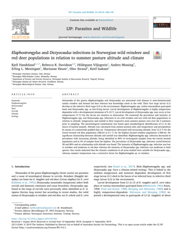 Elaphostrongylus and Dictyocaulus Infections in Norwegian Wild Reindeer and Red Deer Populations in Relation to Summer Pasture Altitude and Climate T