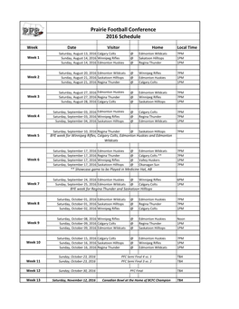 2016 Schedule Prairie Football Conference