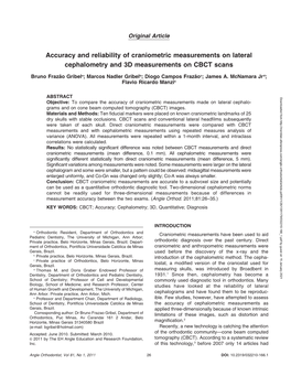 Accuracy and Reliability of Craniometric Measurements on Lateral Cephalometry and 3D Measurements on CBCT Scans