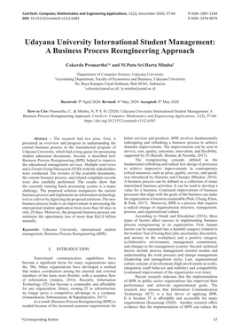 Udayana University International Student Management: a Business Process Reengineering Approach